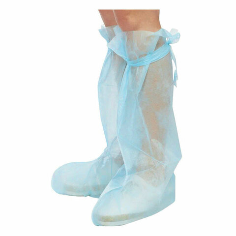 Бахилы стерильные из спанбонда высокие с завязками, 25 г/м2, одна пара в индивидуальной упаковке 631209 - МСК «Форвард»