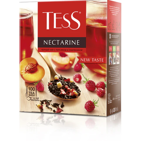 Чай TESS "Nectarine" черный с персиком и земляникой, 100 пакетиков в конвертах по 1,8 г, 1988-09 624520
