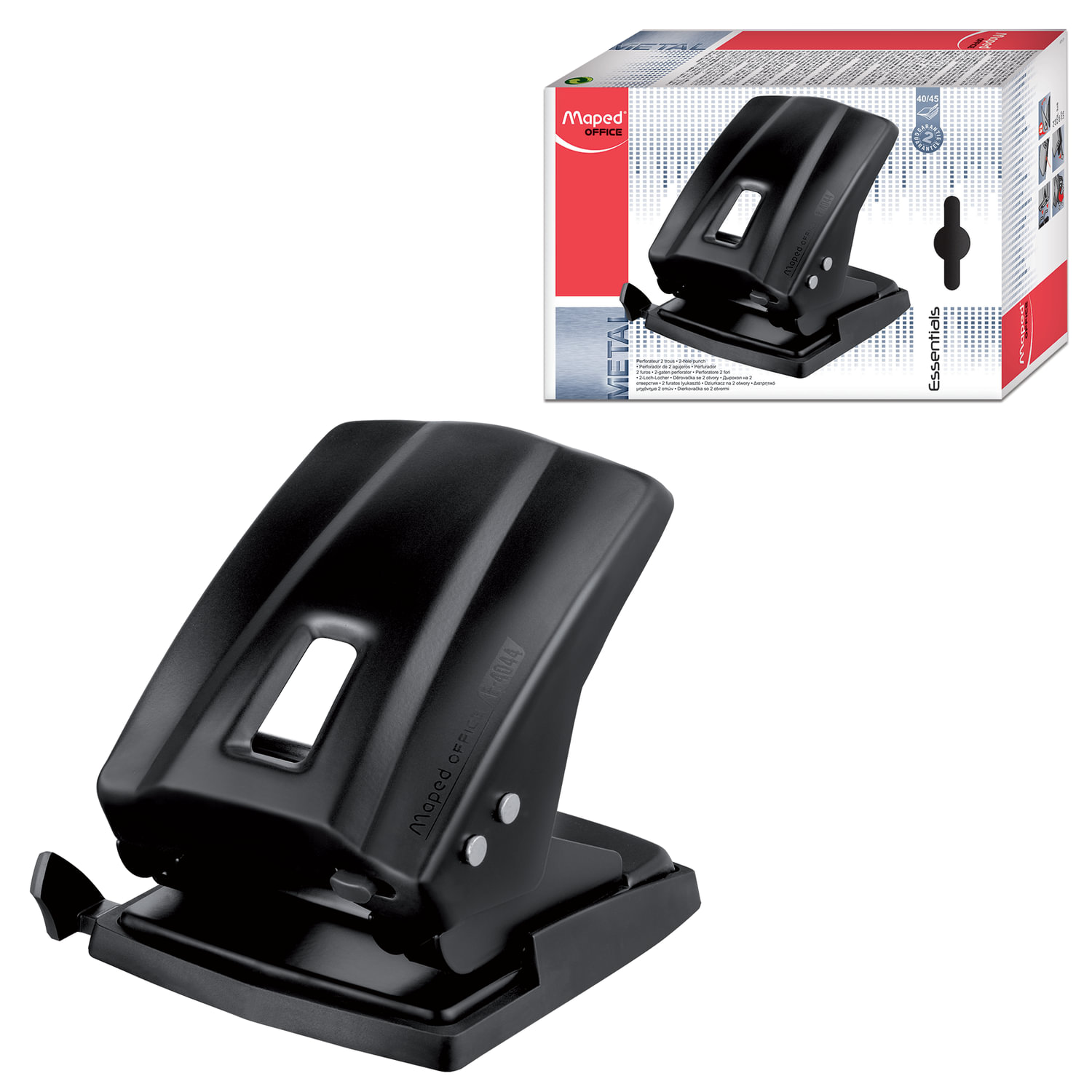 Дырокол MAPED (Франция) "Essentials", металлический большой, на 45 листов, черный, 404411 224927
