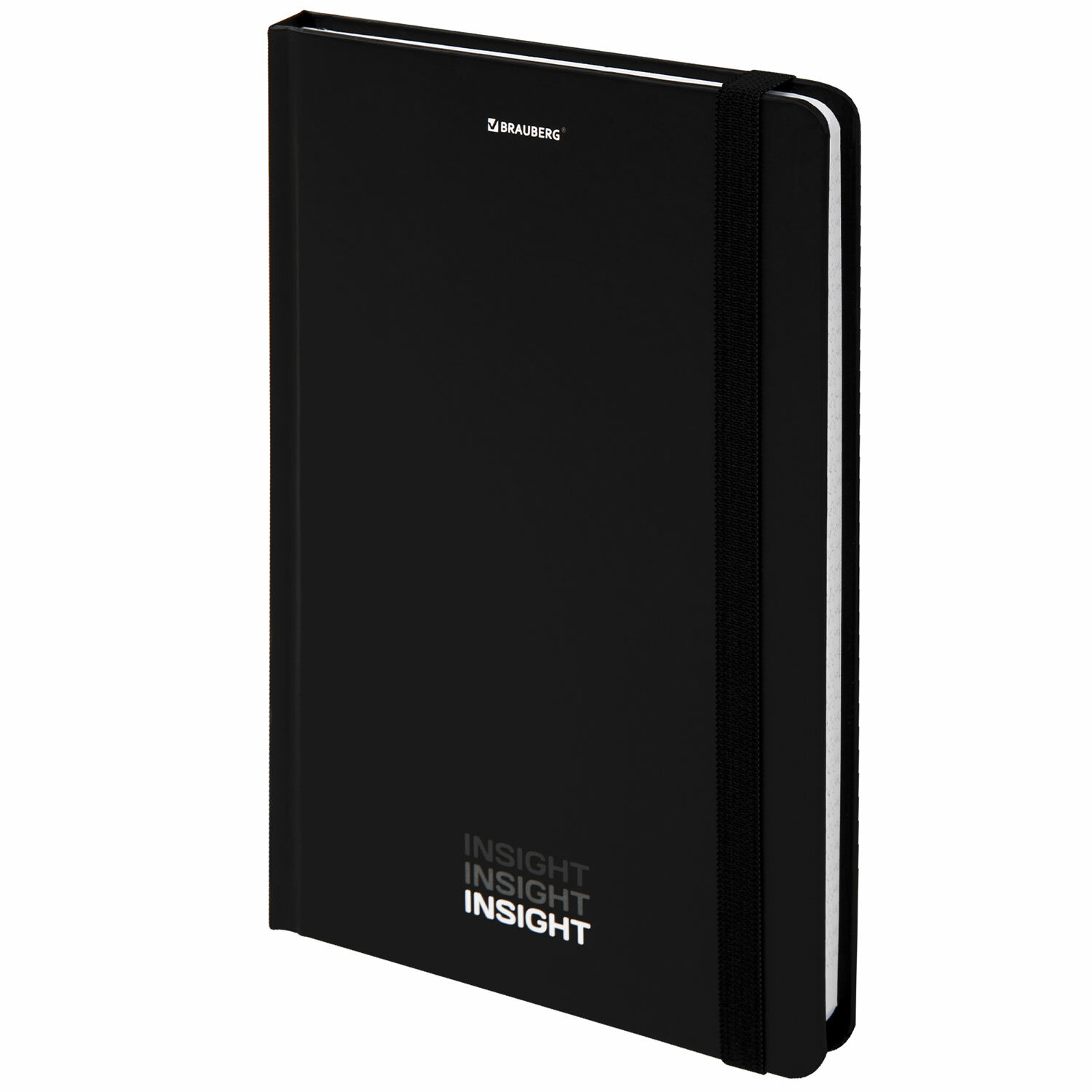 Блокнот с резинкой в клетку 96л, А5 145х203мм, твердая обложка, BRAUBERG, Insight, 113723