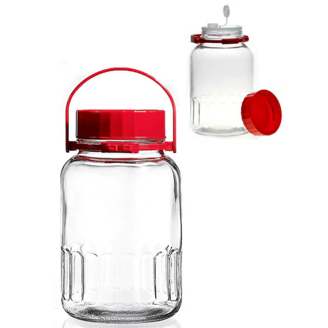 Банка герметичная с красной крышкой, объем 5000 мл, стекло, PASABAHCE "ХАРВЕСТ", 80007СЛ1 700562