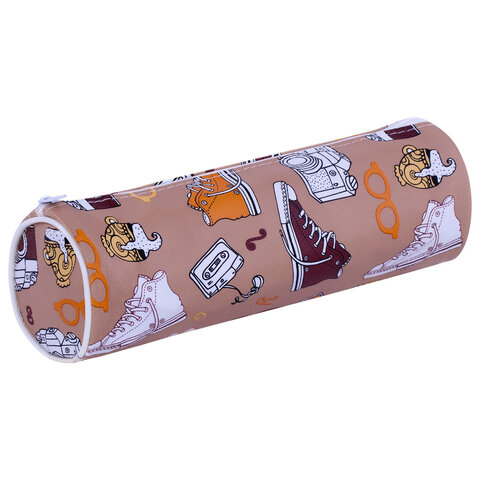 Пенал-тубус ПИФАГОР на молнии, ПВХ, Каникулы, 20х7 см, 229269