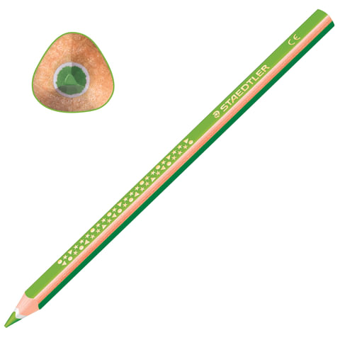 Карандаш цветной утолщенный STAEDTLER "Noris club", 1 шт., трехгранный, грифель 4мм, салатов,1284-50 181214