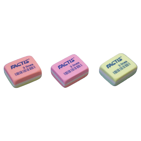 Ластик FACTIS 3 Lines (Испания), 30х24х13мм, цвет ассорти, прямоугольный, CPF3LINES 228014