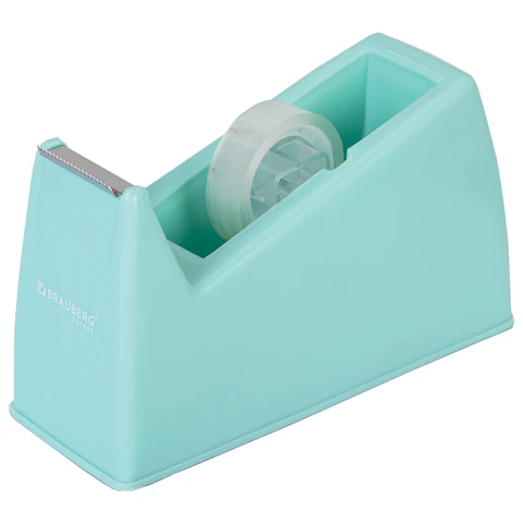 Диспенсер для клейкой ленты шириной до 26 мм, МЯТНЫЙ (лента в подарок!), утяжеленный большой, BRAUBERG, 701461