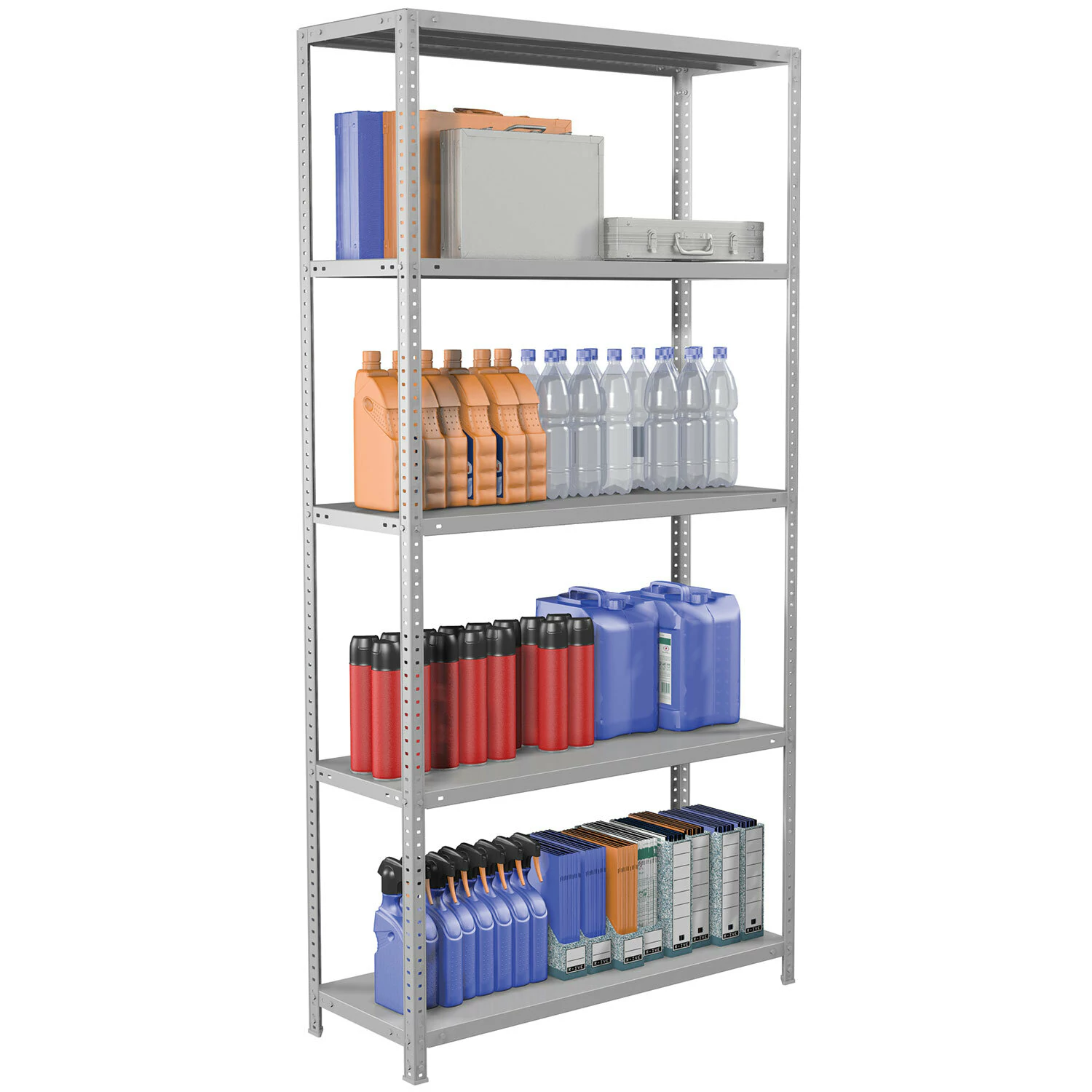 Стеллаж металлический BRABIX MS Plus-200/40-5 (в2000*ш1000*г400мм), 5 полок, регулир. опоры, 291109 