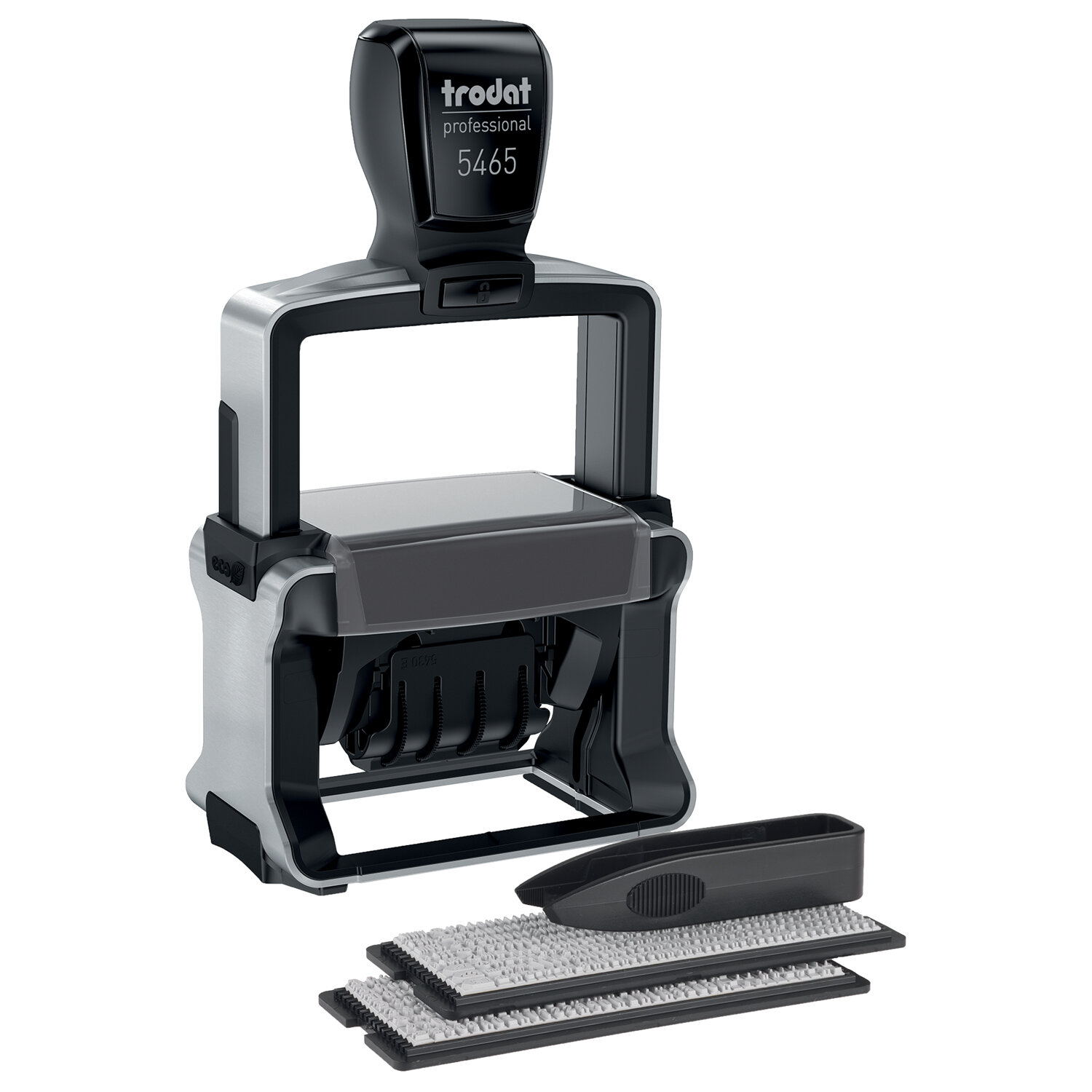 Датер самонаб. металл. 4 строки+дата, оттиск 56*33мм сине-красный TRODAT 5465BANK, КАССЫ В КОМПЛЕКТЕ 235565