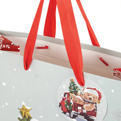 Пакет подарочный КОМПЛЕКТ 4 штуки новогодний 26x13x32 см, "Новогодний мишка", ЗОЛОТАЯ СКАЗКА, 592121 - МСК «Форвард»