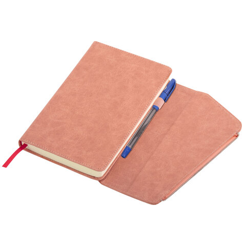 Ежедневник датированный 2026, А5, 145х213 мм, BRAUBERG "Jacket", под кожу, клапан, держатель, розовый, 117400 - МСК «Форвард»