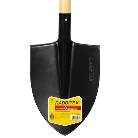 Лопата штыковая стальная 22х29 см, ОБЩАЯ ДЛИНА 115 см, деревянный черенок, V-ручка, RABBITEX (РАББИТЕКС) "STANDARD", 700478 - МСК «Форвард»