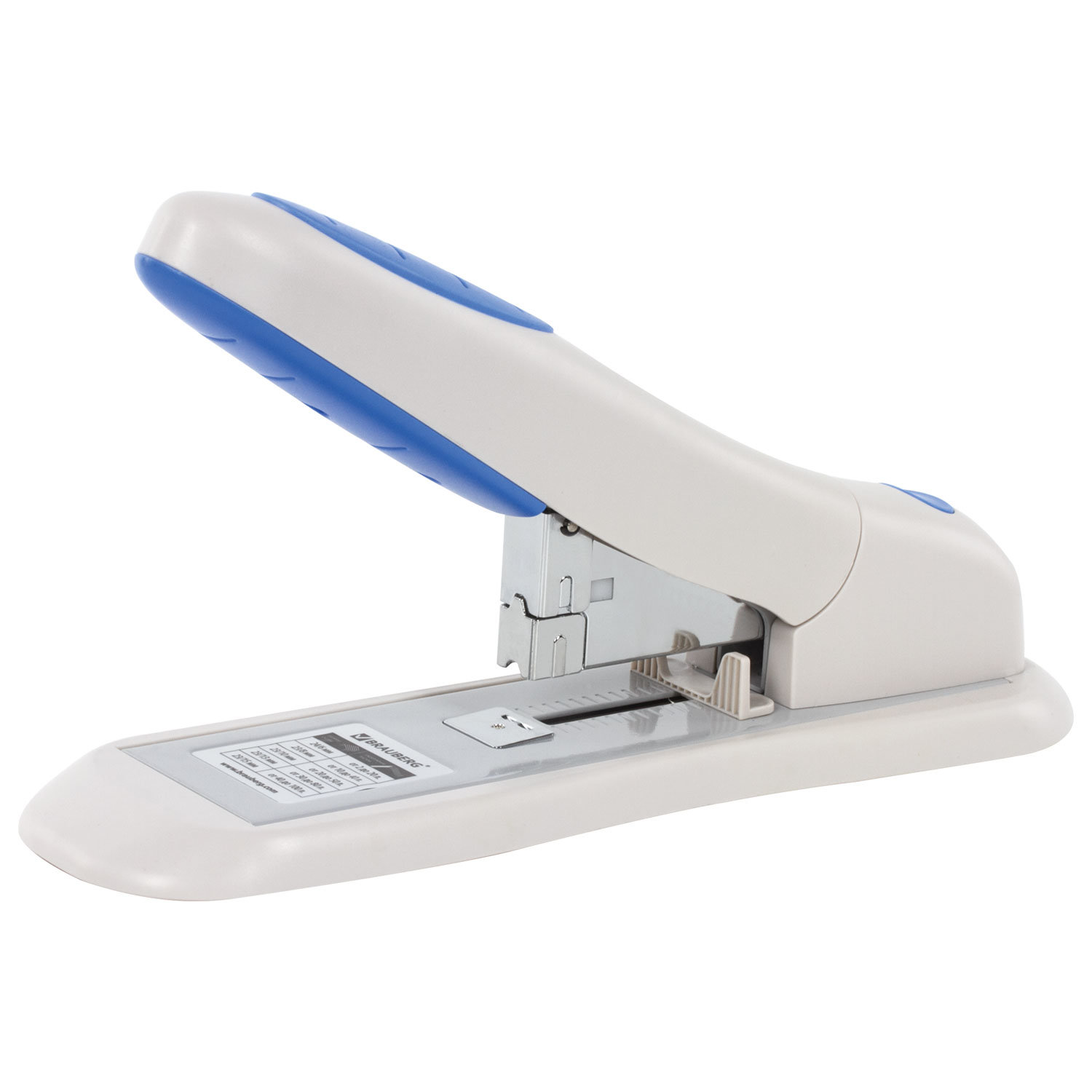 Степлер МОЩНЫЙ №24/6-23/15 BRAUBERG "Heavy duty PRO", до 100 листов, эргономичный, серо-синий,227661