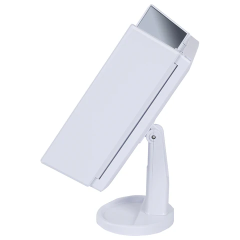 Зеркало настольное с LED-подсветкой для макияжа, размер 24х18 см, складное, увеличение х2, х3, х10, белое, BRABIX, 609337 - МСК «Форвард»