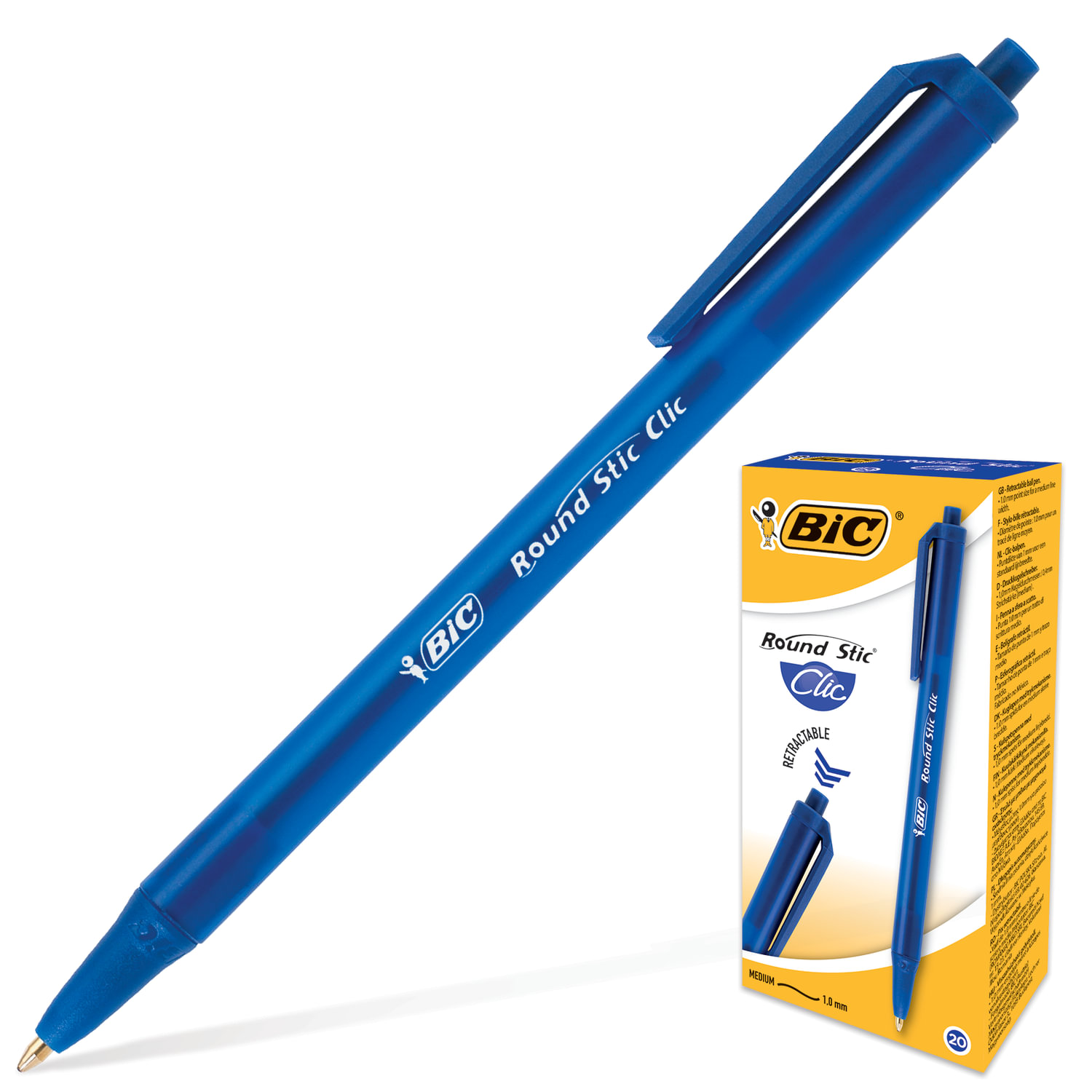 Ручка шариковая автомат. BIC Round Stic Clic, СИНЯЯ, корпус тонир. синий, 1мм, линия 0,32мм, 926376  141772