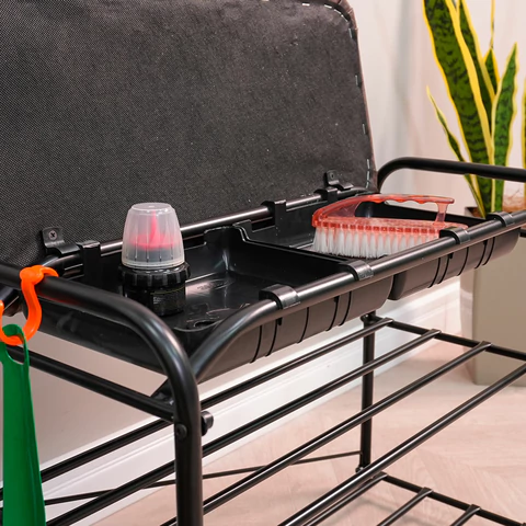 Банкетка для обуви "Альфа-23СЯ", 650х300х480 мм, 2 полки, ящик, металл/кожзам, черный/коричневый, ПДОА23СЯ Ч ZMI 700921 - МСК «Форвард»