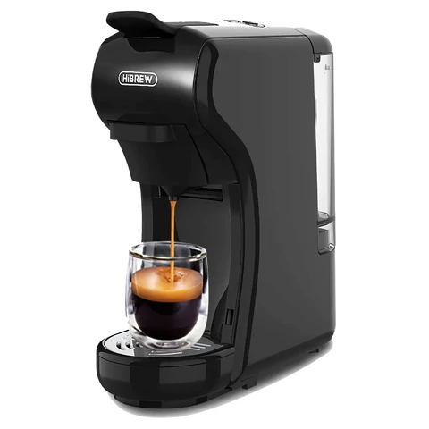 Кофемашина капсульная 4 в 1 NESPRESSO/DOLCEGUSTO/чалды/молотый HIBREW H1A, 1450 Вт, объем 0,7 л, черная 456458 - МСК «Форвард»