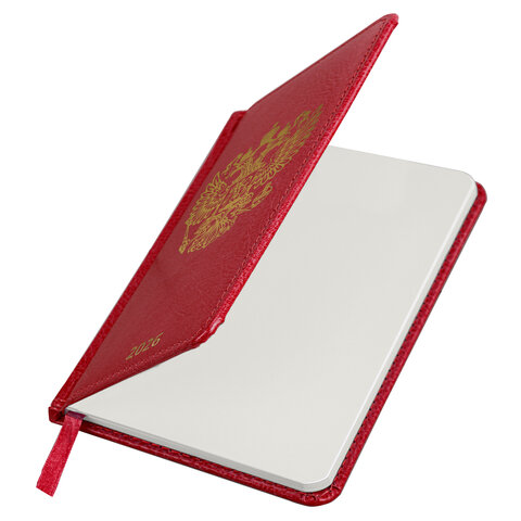 Ежедневник датированный 2026 А5 138х213 мм, BRAUBERG "State", под кожу, красный, 117414 - МСК «Форвард»