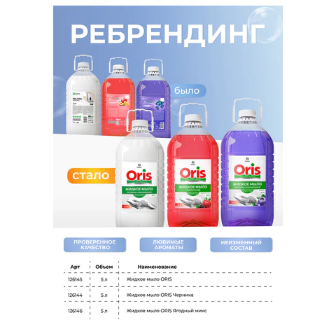 Мыло жидкое 5кг Grass Milana/ORIS "Эконом", ПЭТ, 125352 608259 - МСК «Форвард»