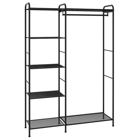 Вешалка-стеллаж ZMI "Валенсия-1", 1555х1090х300 мм, 7 полок, металл, черная, ГСВ1 Ч 700928  