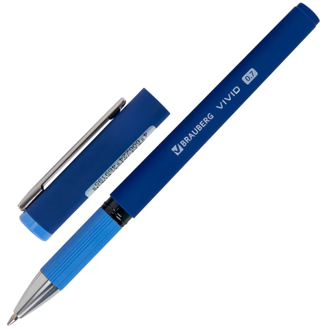 Ручка шариковая с грипом BRAUBERG "VIVID PASTEL", СИНЯЯ, SOFT TOUCH покрытие, узел 0,7 мм, линия письма 0,35 мм, 144399 - МСК «Форвард»