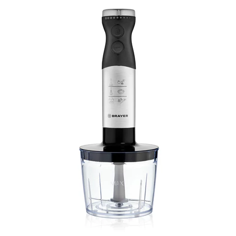 Блендер погружной BRAYER BR1244, 800 Вт, 8 скоростей, 4 насадки, стакан, черный 456087 - МСК «Форвард»