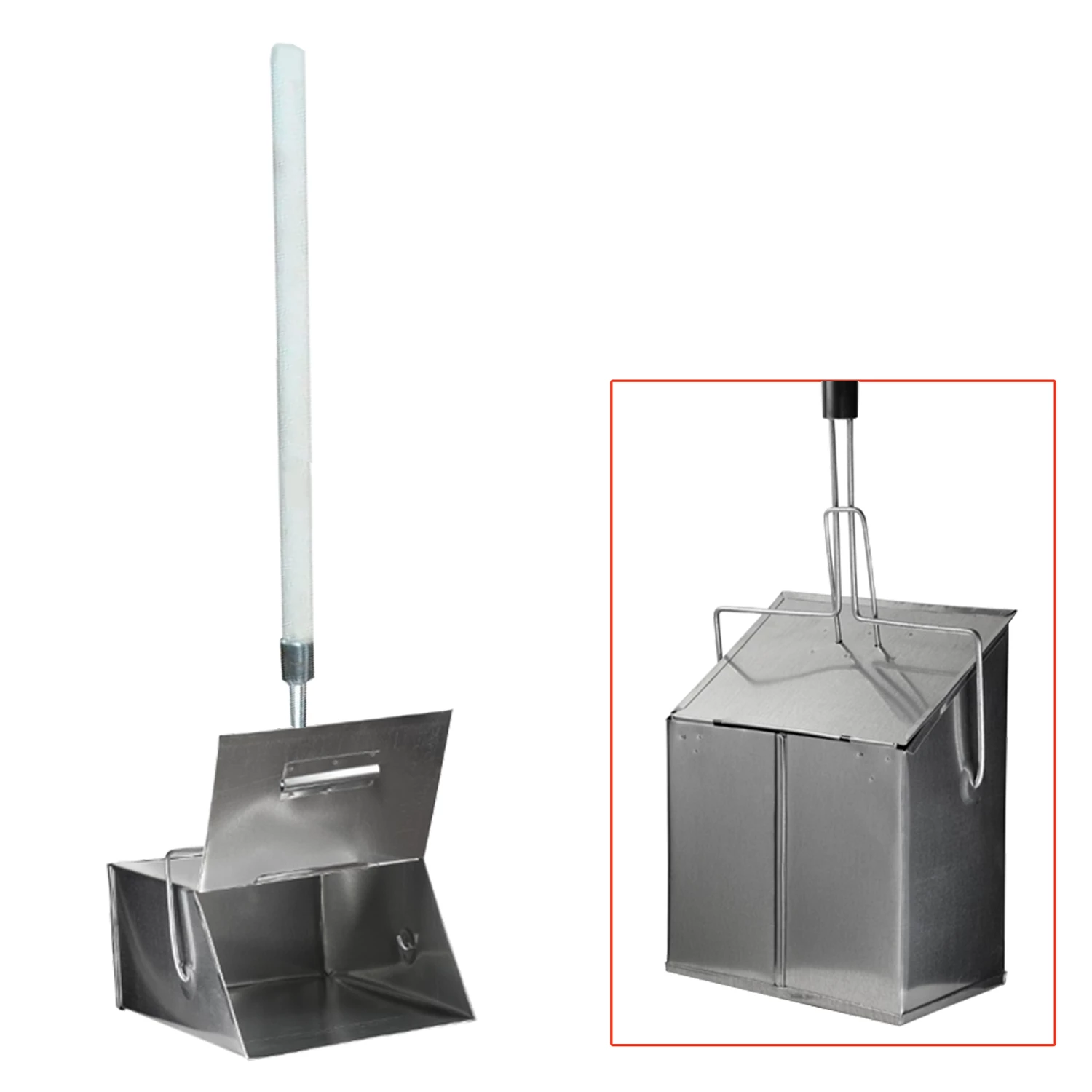 Совок для мусора,24х29см, закрывающаяся крышка, деревянная рукоятка 75см, "ЛОВУШКА", металлический 603586