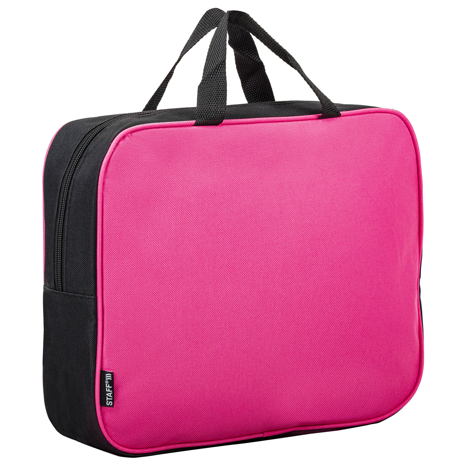 Папка на молнии с ручками STAFF EVERYDAY, А4, ширина 80мм, полиэстер, розовая, 270743