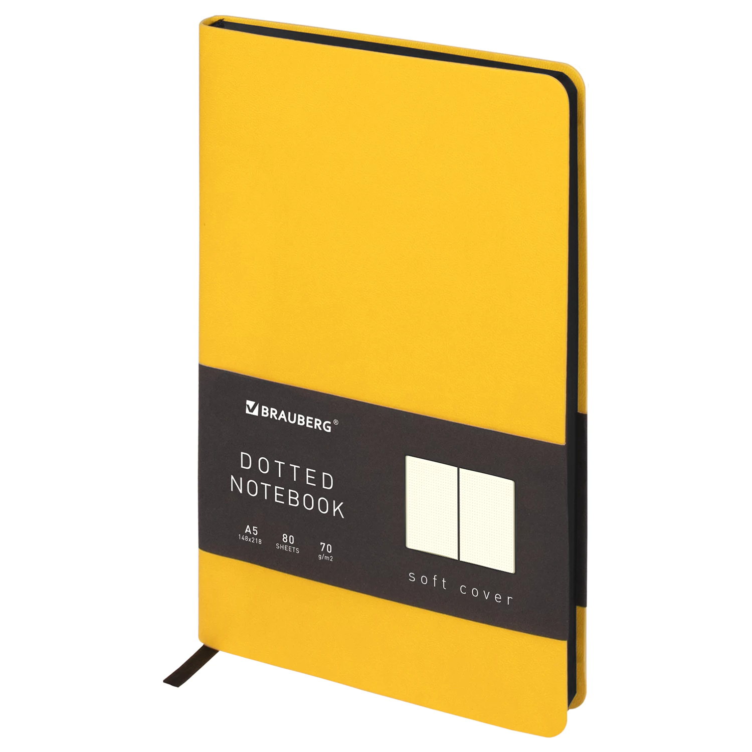 Блокнот А5 148x218мм, BRAUBERG Metropolis Mix, под кожу, 80л, в точку, желтый, 113316