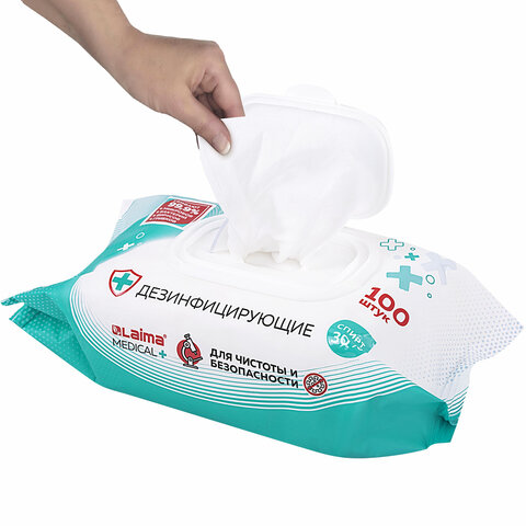 Дезинфицирующие салфетки спиртовые (30%), для любых поверхностей, 100 шт., LAIMA MEDICAL, 608767 ЧЕСТНЫЙ ЗНАК! - МСК «Форвард»