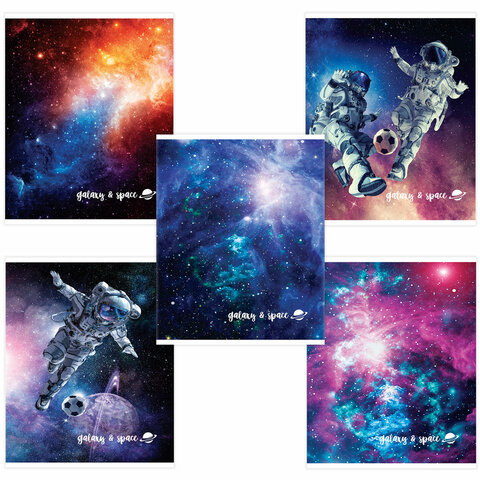 Тетрадь А5 96л. BRAUBERG скоба, клетка, обложка картон, КОСМОС, 403059