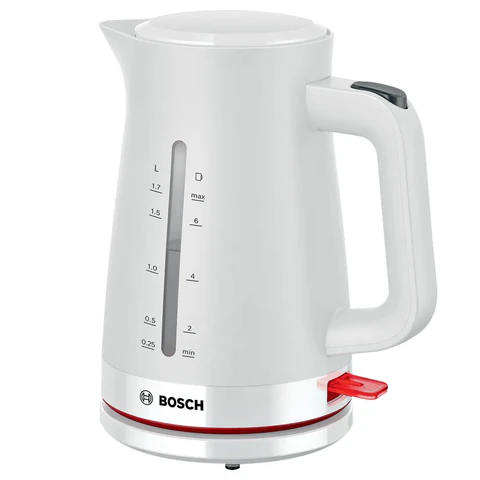 Чайник BOSCH TWK3M121, 1,7 л, 2400 Вт, закрытый нагревательный элемент, пластик, белый 458594
