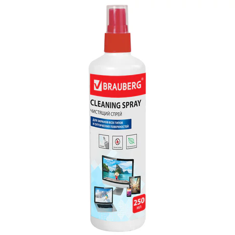 Чистящая жидкость-спрей BRAUBERG для LCD(ЖК)-мониторов, оптики и стекол, 250 мл, 510120