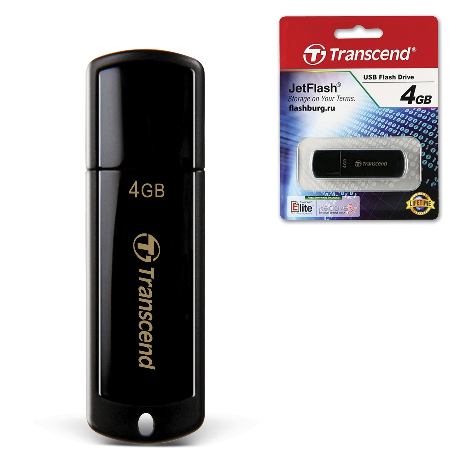 Флеш-диск 4GB TRANSCEND JetFlash 350 USB 2.0, черный, TS4GJF350 510966