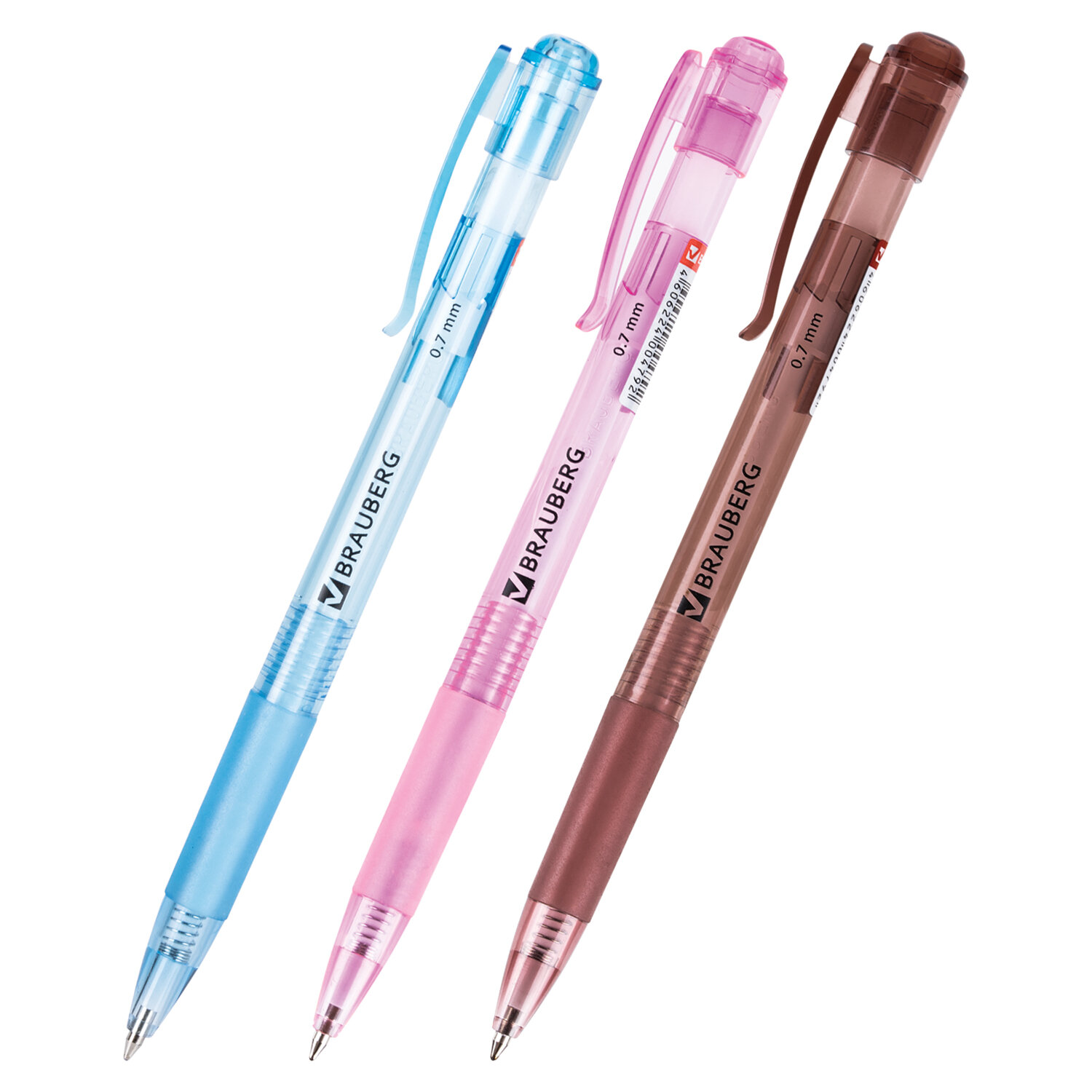 Ручка шариковая автомат. с грипом BRAUBERG Patrol, СИНЯЯ, корпус ассорти, 0,7мм, линия 0,35мм,140582