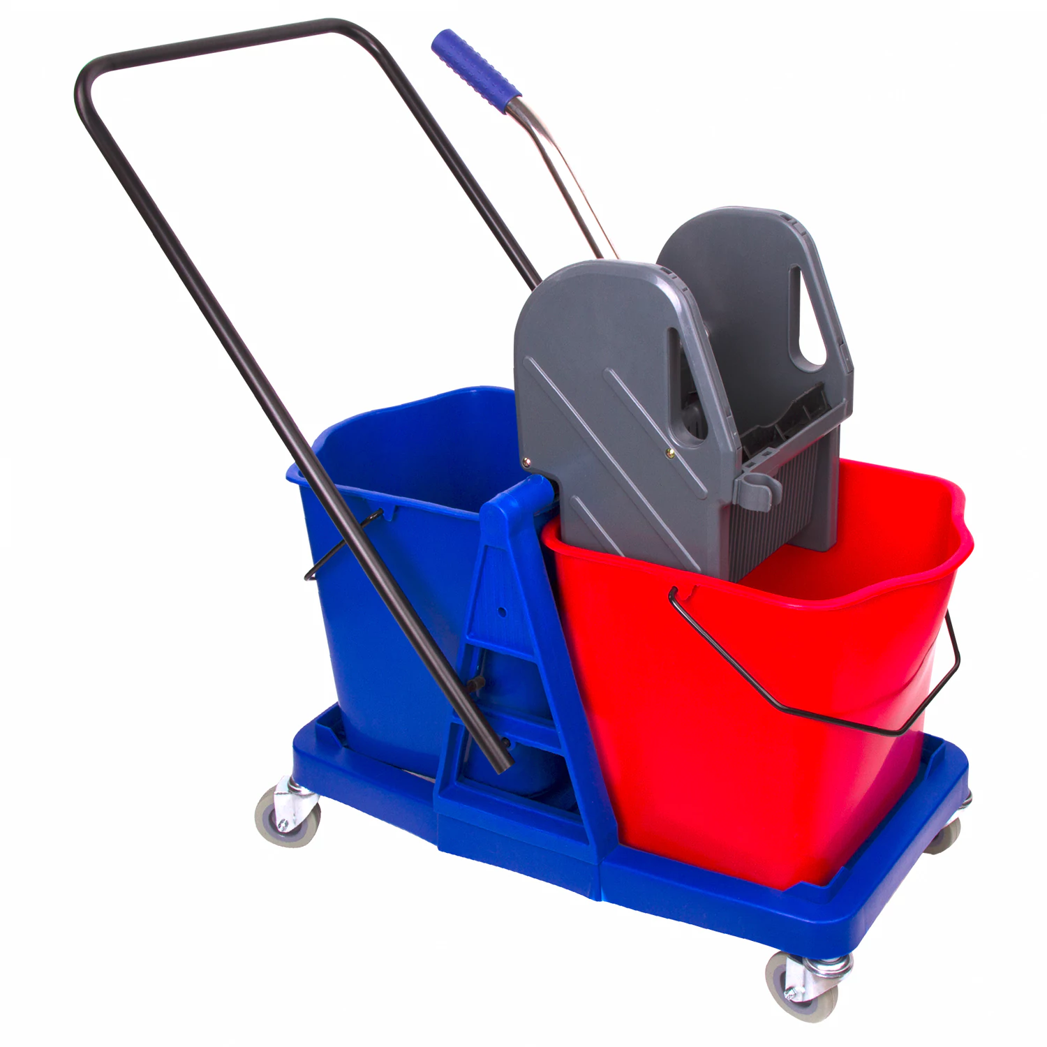 Тележка уборочная BRABIX, 2-съемных ведра 23л, механический отжим, пластиковый каркас, 606659
