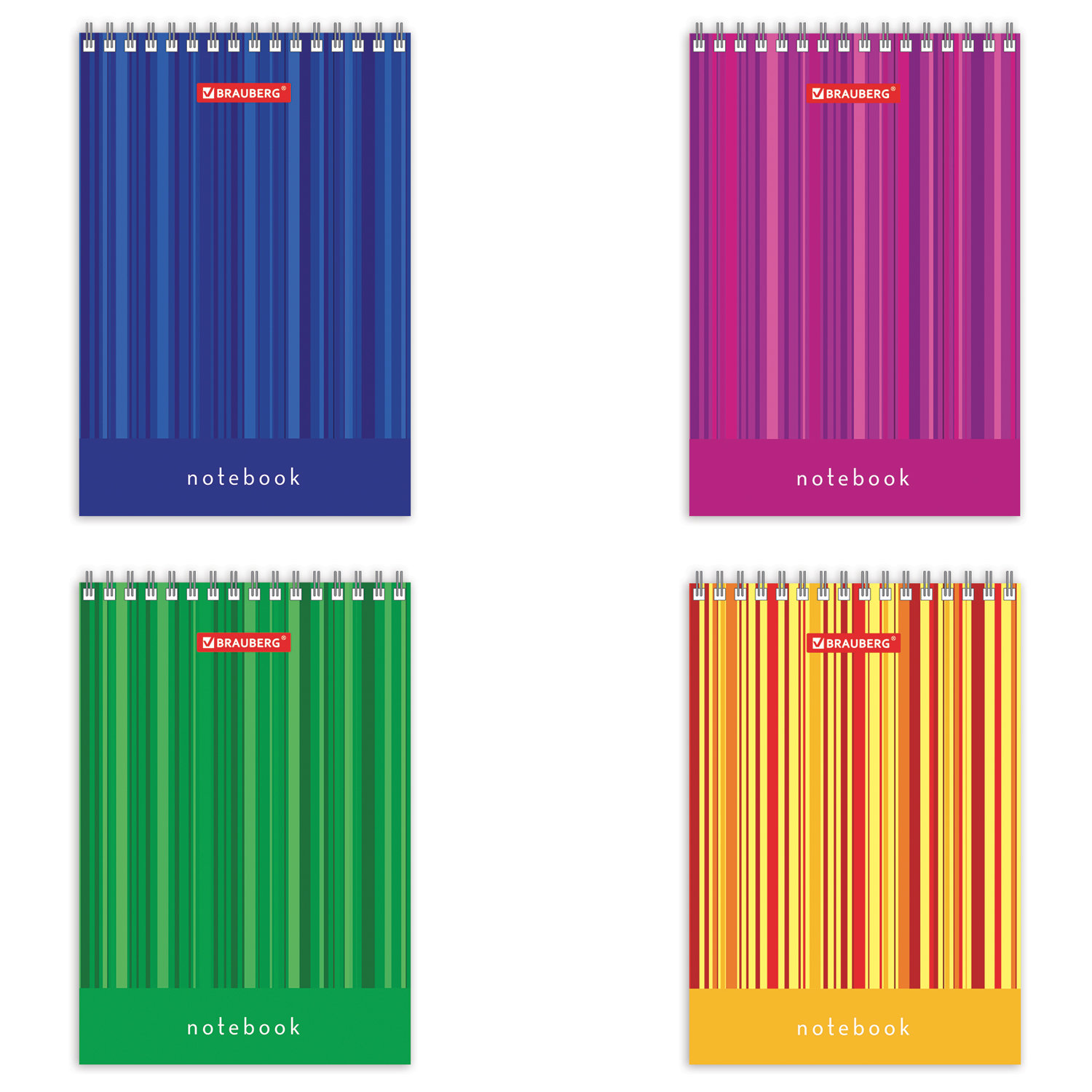 Блокнот МАЛЫЙ ФОРМАТ А6 97х145мм, 40л, гребень, картон, клетка, BRAUBERG, Полоски, 129822