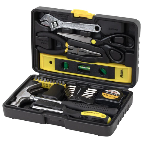Набор инструментов столярно-слесарный, 25 предметов, пластиковый кейс, ГРАНДМАСТЕР, 671337 - МСК «Форвард»