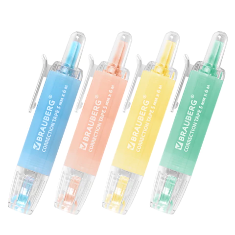 Корректирующая лента BRAUBERG PASTEL 360, 5 мм х 6 м, ассорти, автоматическая, блистер, 272662 - МСК «Форвард»
