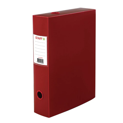 Короб архивный (330х245 мм), 70 мм, пластик, разборный, до 750 листов, красный, 0,7мм, STAFF, 237276