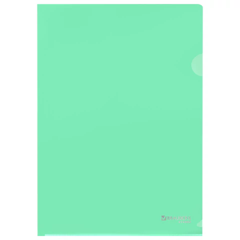 Папка-уголок жесткая, непрозрачная, А4, цвет мятный, 0,15 мм, BRAUBERG PASTEL, 272892 - МСК «Форвард»