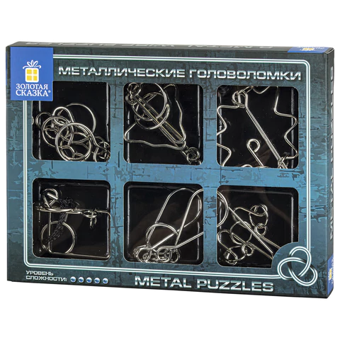 Головоломки металлические большие ЗОЛОТАЯ СКАЗКА, набор 6 штук, HIGH level, 664927 - МСК «Форвард»