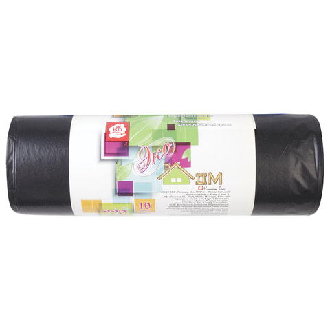Мешки д/мусора 220л, черные, в рулоне 10шт, ПВД, 29мкм, 83х110см, КОНЦЕПЦИЯ БЫТА "ЭкоДом",604924