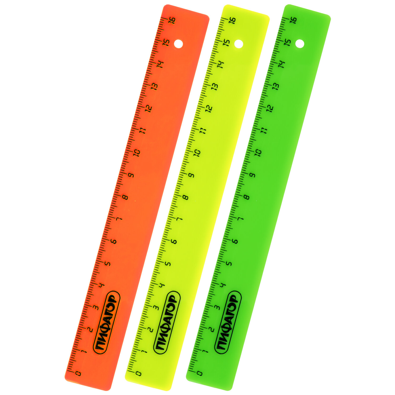 Линейка пластик 16 см ПИФАГОР, непрозрачная, неоновая, ассорти, 210603