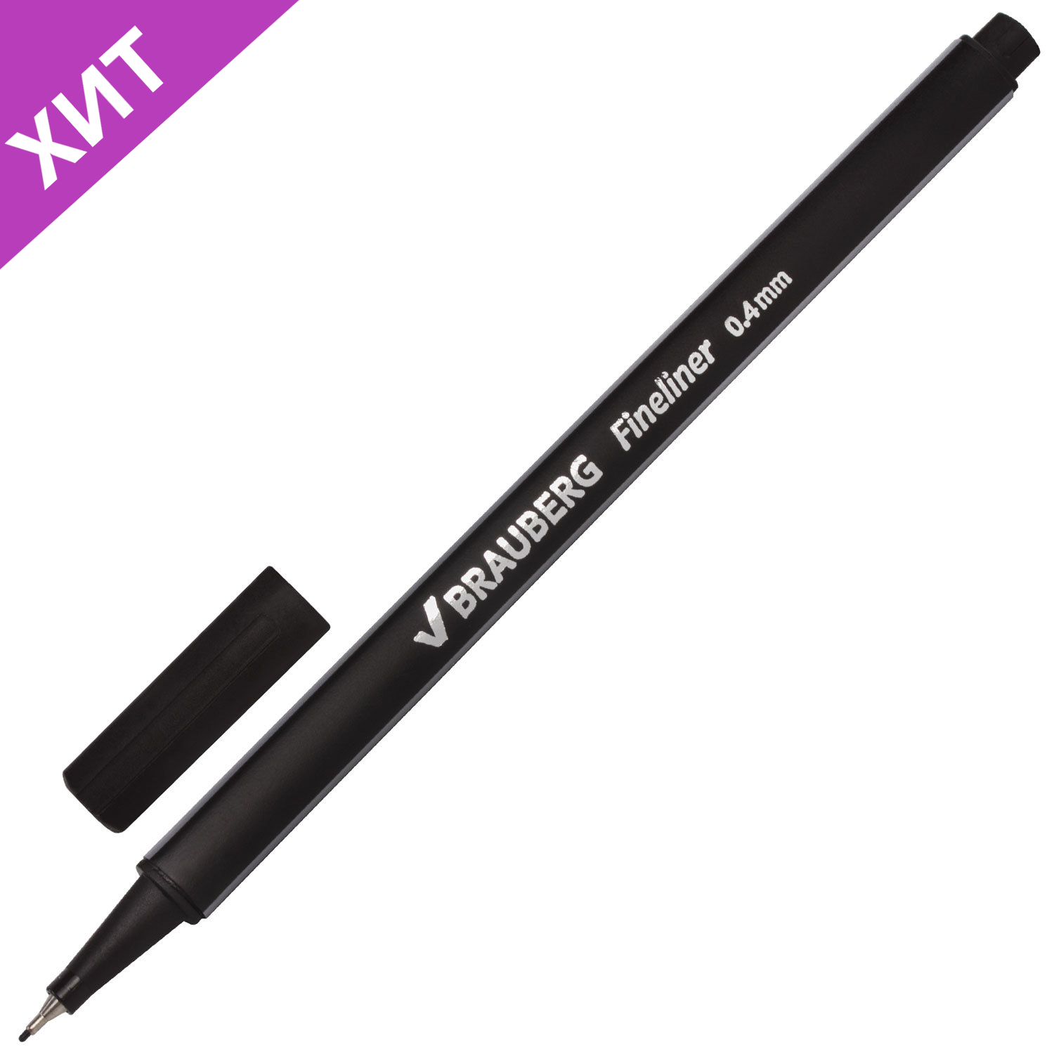 Ручка капиллярная (линер) BRAUBERG Aero, ЧЕРНАЯ, трехгранная, металлич. наконечник, 0,4мм, 142252