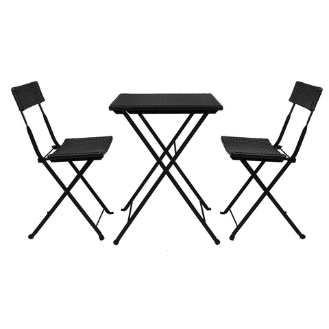 Комплект складной мебели (стол и 2 стула) NOSTRESS (НОСТРЕСС) "Wicker FS-020", металл черный, искусственный ротанг, 680061 - МСК «Форвард»