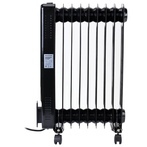 Обогреватель масляный BRASSON (БРАССОН) BOR-9 TOUCH, 9 секций, 2000 Вт, 3 режима, сенсор, пульт ДУ, черный, 457778 - МСК «Форвард»