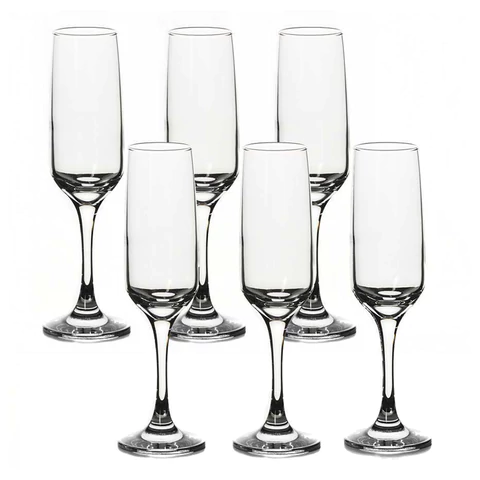 Бокал для шампанского на ножке узкий, 200 мл, КОМПЛЕКТ 6 штук, стекло, PASABAHCE "ИЗАБЕЛЛА", фирменная подарочная упаковка, 440270 700571 - МСК «Форвард»