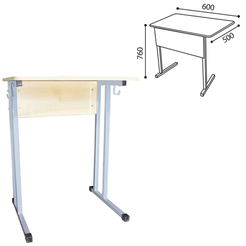 Стол-парта 1-местный нерегулируемый "Умник", 600х500х760 мм, рост 6, серый каркас, ЛДСП клён 532719 минпромторг под заказ 8 дней - МСК «Форвард»
