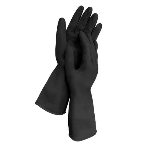 Перчатки МНОГОРАЗОВЫЕ латексные LAIMA, с ХЛОПКОВЫМ ВОЛОКНОМ, черные, размер XL (очень большой), вес 65 г, 700536 - МСК «Форвард»