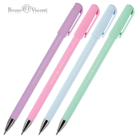 Ручка шариковая BRUNO VISCONTI SlimWrite Zefir, СИНЯЯ, корпус ассорти, 0,5мм, линия 0,3мм, 20-0204  142912
