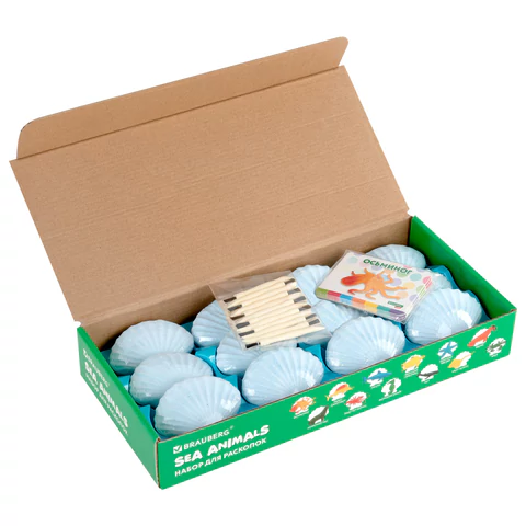 Набор для раскопок "Морские животные", 12 видов, карточки, инструменты, BRAUBERG KIDS, 665126 - МСК «Форвард»